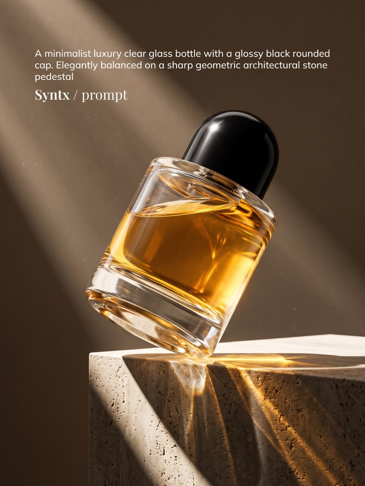 Before: glass bottle in an architectural product scene